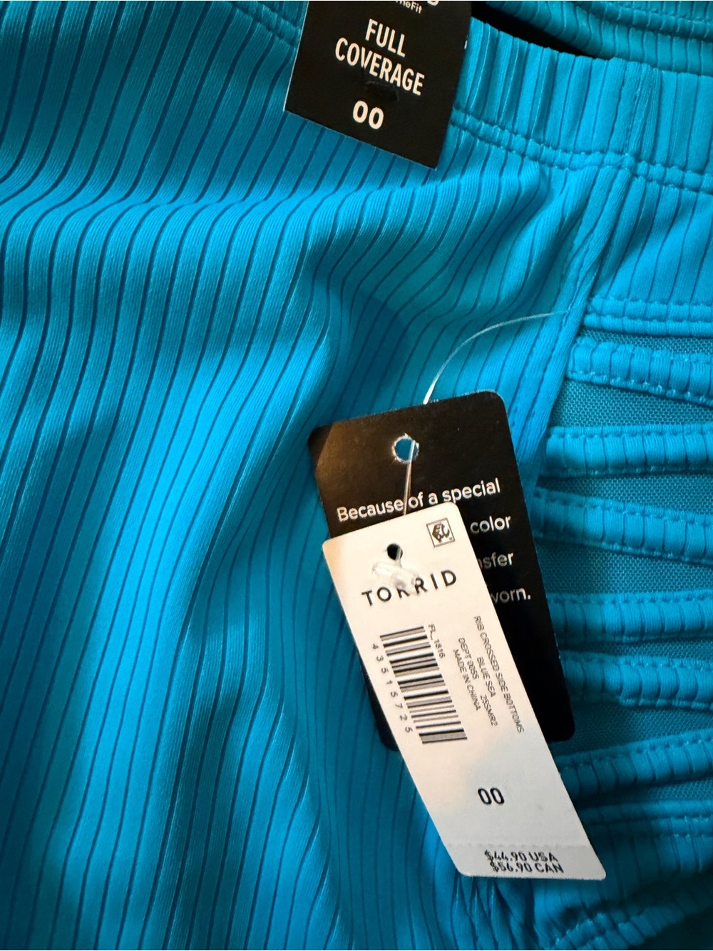 NWT Torrid rib triangle tankini and rib cross side bottom. Size 00 (10) - Picture 3 of 11